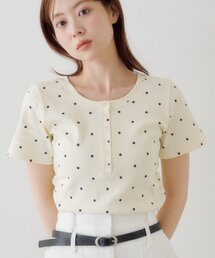 Kastane | 【5.31(日)0:00発売/WEB限定/無地＆ドット＆ボーダー】リブヘンリーTEE(Tシャツ/カットソー)