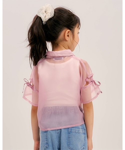 minimal(ミニマル)の「【インナーつき】肩リボンシアー半袖シャツセット(シャツ/ブラウス・キッズ・オフホワイト/ピンク/エメラルド・110cm/120cm/130cm)」の5枚目の写真