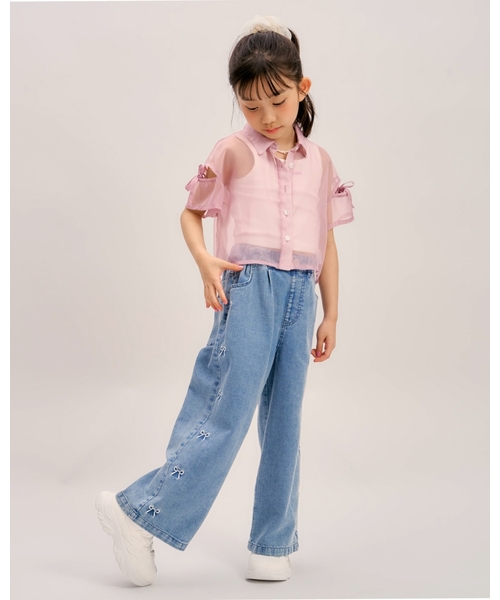 minimal(ミニマル)の「【インナーつき】肩リボンシアー半袖シャツセット(シャツ/ブラウス・キッズ・オフホワイト/ピンク/エメラルド・110cm/120cm/130cm)」の7枚目の写真