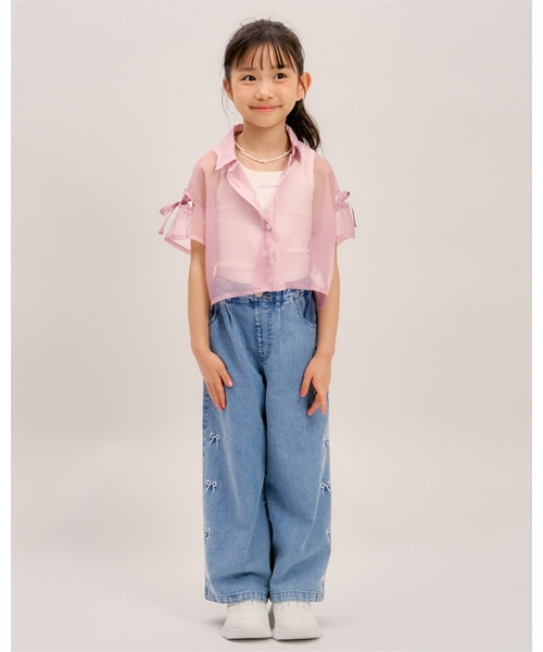 minimal(ミニマル)の「【インナーつき】肩リボンシアー半袖シャツセット(シャツ/ブラウス・キッズ・オフホワイト/ピンク/エメラルド・110cm/120cm/130cm)」の8枚目の写真