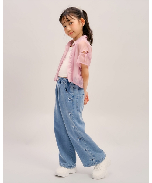 minimal(ミニマル)の「【インナーつき】肩リボンシアー半袖シャツセット(シャツ/ブラウス・キッズ・オフホワイト/ピンク/エメラルド・110cm/120cm/130cm)」の9枚目の写真