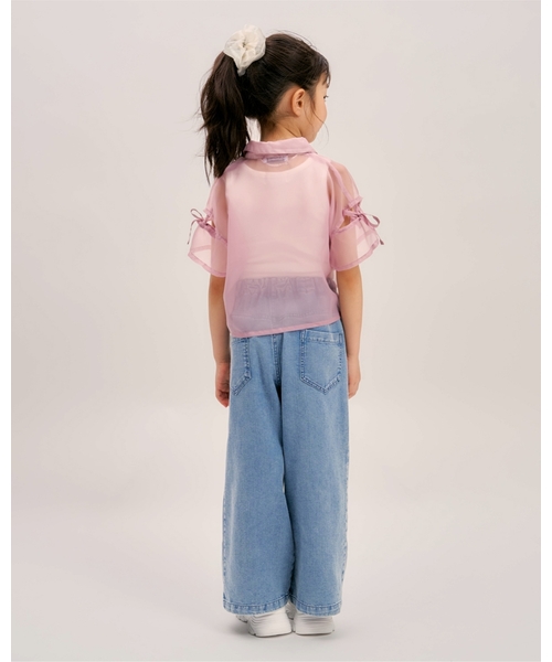 minimal(ミニマル)の「【インナーつき】肩リボンシアー半袖シャツセット(シャツ/ブラウス・キッズ・オフホワイト/ピンク/エメラルド・110cm/120cm/130cm)」の10枚目の写真