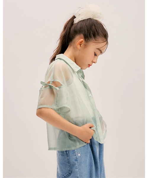 minimal(ミニマル)の「【インナーつき】肩リボンシアー半袖シャツセット(シャツ/ブラウス・キッズ・オフホワイト/ピンク/エメラルド・110cm/120cm/130cm)」の12枚目の写真
