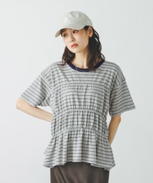 GLOBAL WORK | シャーリングボーダーT/713265(Tシャツ/カットソー)