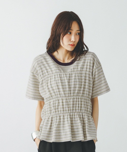 GLOBAL WORK(グローバルワーク)の「シャーリングボーダーT/713265(Tシャツ/カットソー・レディース・杢グレー/ホワイト系8・MEDIUM/LARGE)」の5枚目の写真