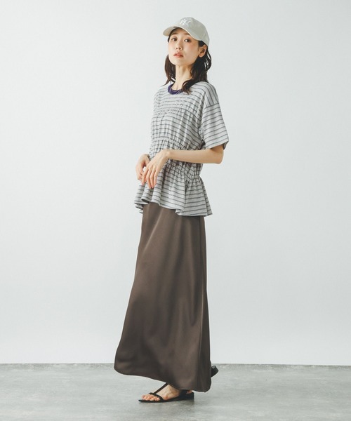 GLOBAL WORK(グローバルワーク)の「シャーリングボーダーT/713265(Tシャツ/カットソー・レディース・杢グレー/ホワイト系8・MEDIUM/LARGE)」の8枚目の写真