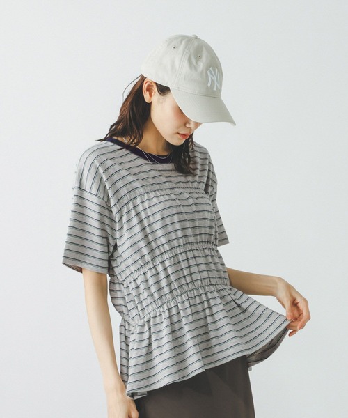 GLOBAL WORK(グローバルワーク)の「シャーリングボーダーT/713265(Tシャツ/カットソー・レディース・杢グレー/ホワイト系8・MEDIUM/LARGE)」の10枚目の写真