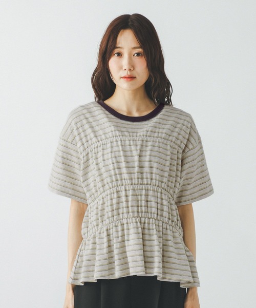 GLOBAL WORK(グローバルワーク)の「シャーリングボーダーT/713265(Tシャツ/カットソー・レディース・杢グレー/ホワイト系8・MEDIUM/LARGE)」の11枚目の写真
