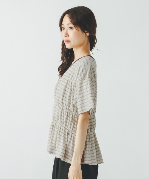 GLOBAL WORK(グローバルワーク)の「シャーリングボーダーT/713265(Tシャツ/カットソー・レディース・杢グレー/ホワイト系8・MEDIUM/LARGE)」の12枚目の写真