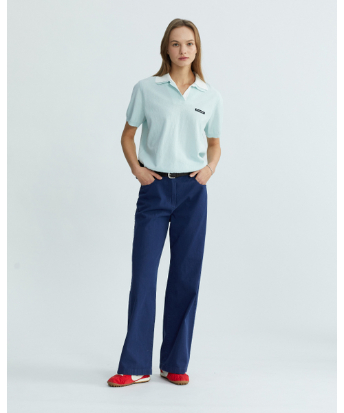 MONDAYFLOW(マンデーフロー)の「ブリーズ配色カラー ニット_ライトブルー(ポロシャツ・レディース・その他・SMALL/MEDIUM)」の4枚目の写真