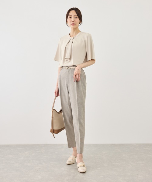 ROPE' PICNIC（ロペピクニック）の「メタルパーツ フロント フリル タイ ハーフスリーブ ブラウス（シャツ/ブラウス・レディース・サックスブルー/ベージュ/チャコールグレー/ホワイト・M/L）」の14枚目の写真
