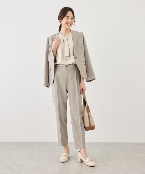 ROPE' PICNIC（ロペピクニック）の「メタルパーツ フロント フリル タイ ハーフスリーブ ブラウス（シャツ/ブラウス・レディース・サックスブルー/ベージュ/チャコールグレー/ホワイト・M/L）」の15枚目の写真