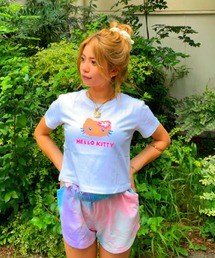 KITTY ｸﾛｯﾌﾟﾄﾞTｼｬﾂ　日焼けドット-ﾌｪｲｽ