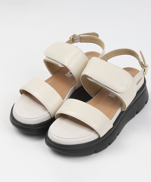 BARCLAY(バークレー)の「BARCLAY(バークレー)厚底パデットサンダル(サンダル・レディース・アイボリー/ブラック・22.5cm/23cm/23.5cm/24cm/24.5cm)」の1枚目の写真