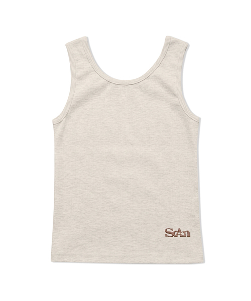 FUZZY SCAN(ファジスキャン)の「刺繍ロゴタンクトップスリーブレス3カラー(Tシャツ/カットソー・レディース・ブラック/ライトグレー/オートミール・ONE SIZE)」の1枚目の写真