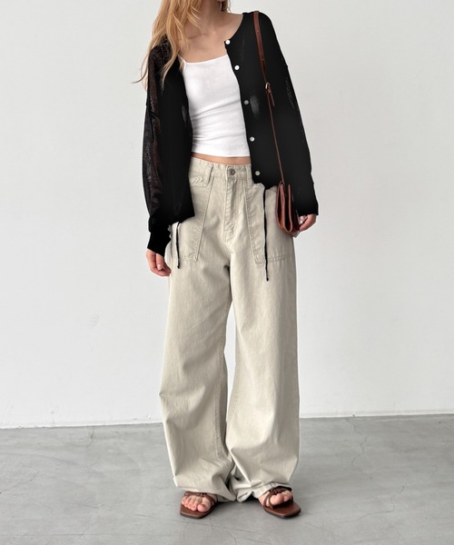 CANAL JEAN(キャナルジーン)の「El mar ドローストリングシアーカーディガン(カーディガン/ボレロ・レディース・ホワイト/ブラック/ベージュ・ONE SIZE)」の11枚目の写真