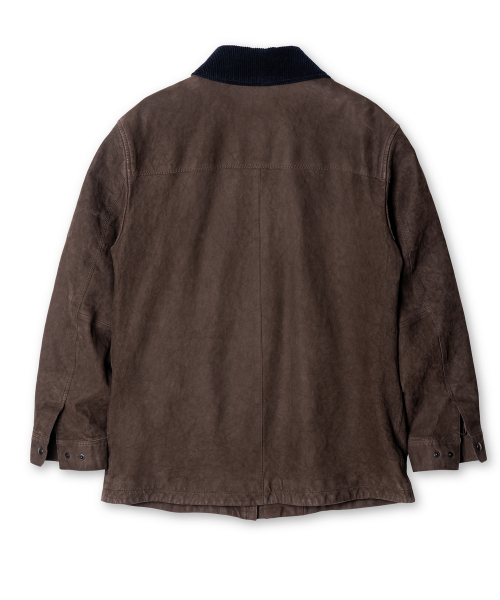 EDINBURGH CLUB(エディンバラクラブ)の「LAMB NUBUCK WASHING HUNTING JACKET (D/BROWN)(ミリタリージャケット・メンズ・ダークブラウン・MEDIUM/SMALL)」の2枚目の写真