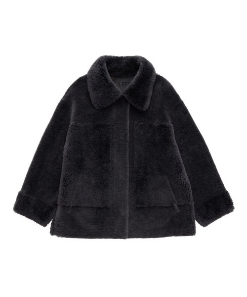 LEFTSEOUL（レフトソウル）の「リアルウールシアリングジャケット [グレー]（ムートンコート・レディース・その他・SMALL）」の2枚目の写真