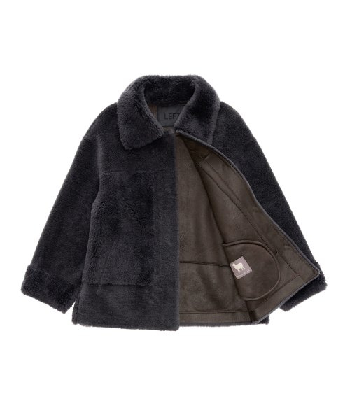 LEFTSEOUL（レフトソウル）の「リアルウールシアリングジャケット [グレー]（ムートンコート・レディース・その他・SMALL）」の4枚目の写真