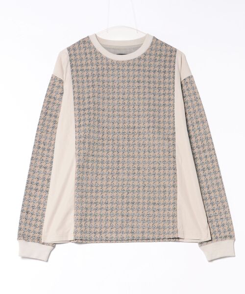ARCHIVER(アーカイバ)の「/MMMM/ダイヤ、千鳥、ジャガード サイドパネルドロングスリーブTEE(Tシャツ/カットソー・メンズ・ベージュ系その他・LARGE)」の1枚目の写真