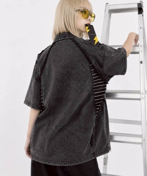 KAMINARI_TOKIO(カミナリトキオ)の「切替ヴィンテージポロTシャツ(Tシャツ/カットソー・レディース・ベージュ/ブラック・FREE)」の16枚目の写真