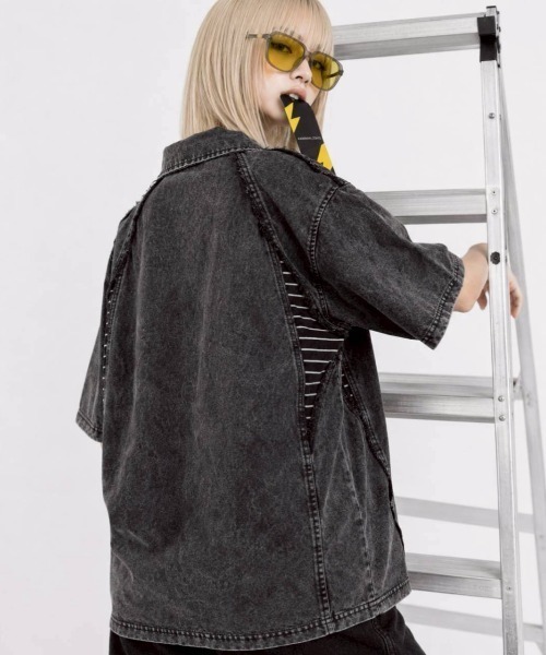 KAMINARI_TOKIO(カミナリトキオ)の「切替ヴィンテージポロTシャツ(Tシャツ/カットソー・レディース・ベージュ/ブラック・FREE)」の17枚目の写真