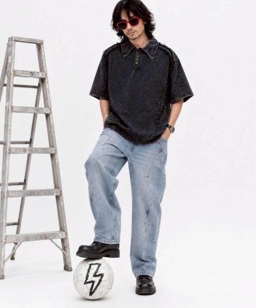 KAMINARI_TOKIO(カミナリトキオ)の「切替ヴィンテージポロTシャツ(Tシャツ/カットソー・レディース・ベージュ/ブラック・FREE)」の19枚目の写真