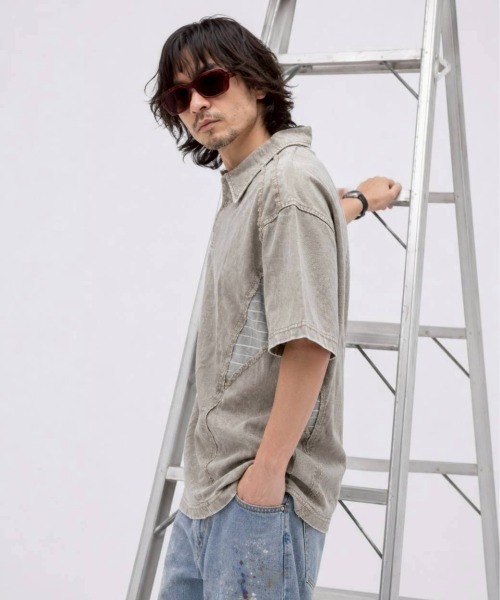 KAMINARI_TOKIO(カミナリトキオ)の「切替ヴィンテージポロTシャツ(Tシャツ/カットソー・レディース・ベージュ/ブラック・FREE)」の3枚目の写真