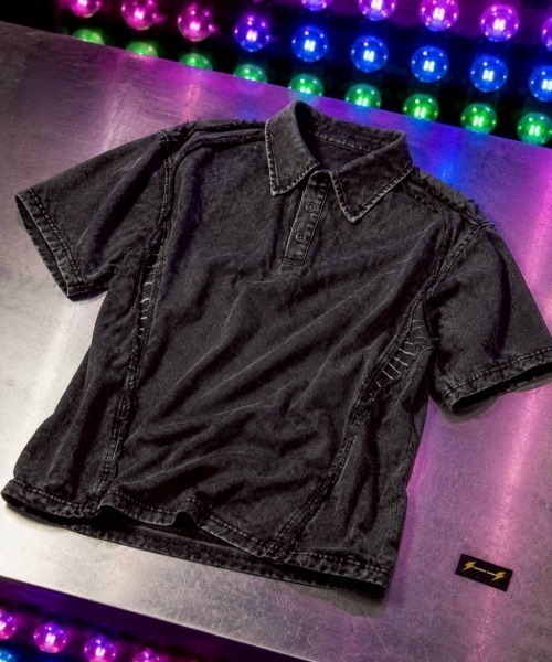 KAMINARI_TOKIO(カミナリトキオ)の「切替ヴィンテージポロTシャツ(Tシャツ/カットソー・レディース・ベージュ/ブラック・FREE)」の8枚目の写真