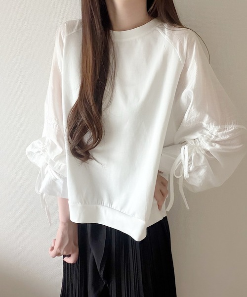 Nana（ナナ）の「シャーリングスリーブオーバーサイズロンT（Tシャツ/カットソー・レディース・ホワイト・FREE）」の8枚目の写真