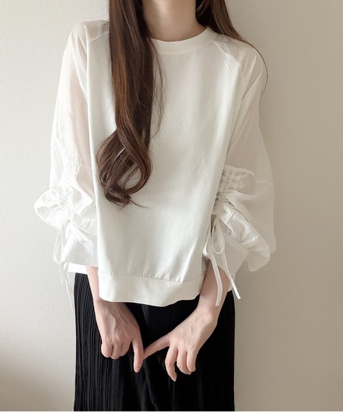 Nana（ナナ）の「シャーリングスリーブオーバーサイズロンT（Tシャツ/カットソー・レディース・ホワイト・FREE）」の12枚目の写真