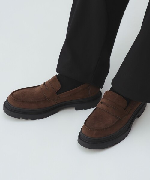 BEAMS HEART（ビームスハート）の「フェイクスエード ヌバック コンビ コインローファー（スニーカー・メンズ・ブラック/ブラウン・25.5cm/26.5cm/27.5cm）」の2枚目の写真