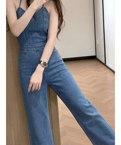 FAVORITO(ファヴォリート)の「デニムキャミオールインワン(つなぎ/オールインワン・レディース・ブルー・L/M/S)」の2枚目の写真