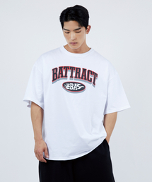 BAアーチ円形レッドオーバーフィット半袖Tシャツ[ホワイト]