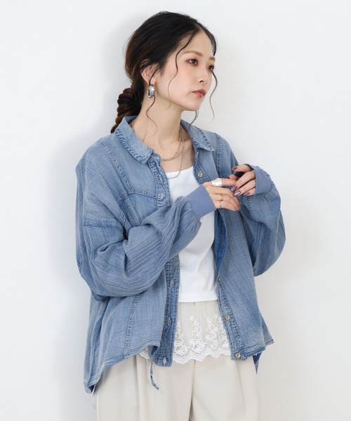 hunch(ハンチ)の「Collect by hunch シアーデニムブルゾン(ブルゾン・レディース・ライトインディゴブルー/ブルー/ブラック・FREE)」の12枚目の写真