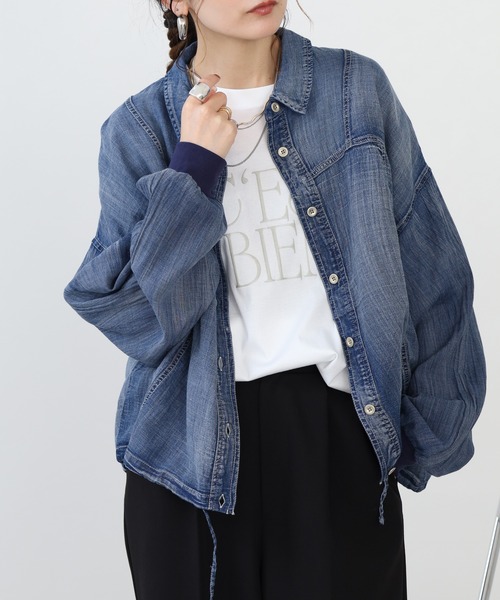 hunch(ハンチ)の「Collect by hunch シアーデニムブルゾン(ブルゾン・レディース・ライトインディゴブルー/ブルー/ブラック・FREE)」の16枚目の写真