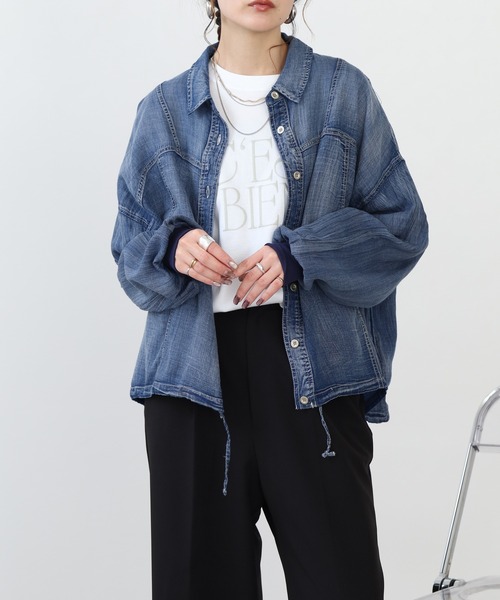 hunch(ハンチ)の「Collect by hunch シアーデニムブルゾン(ブルゾン・レディース・ライトインディゴブルー/ブルー/ブラック・FREE)」の18枚目の写真