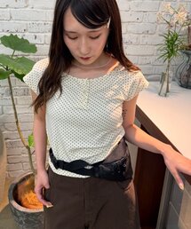 【小花柄・ドット】ヘンリーTシャツ