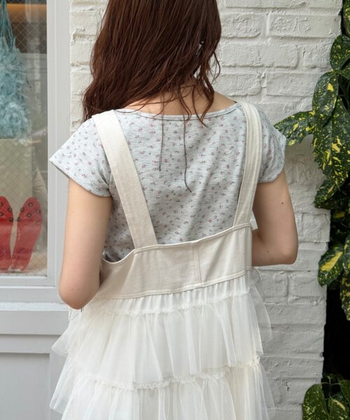 w closet（ダブルクローゼット）の「【小花柄・ドット】ヘンリーTシャツ（Tシャツ/カットソー・レディース・ブラック/グレー/イエロー/アイボリー・FREE）」の8枚目の写真