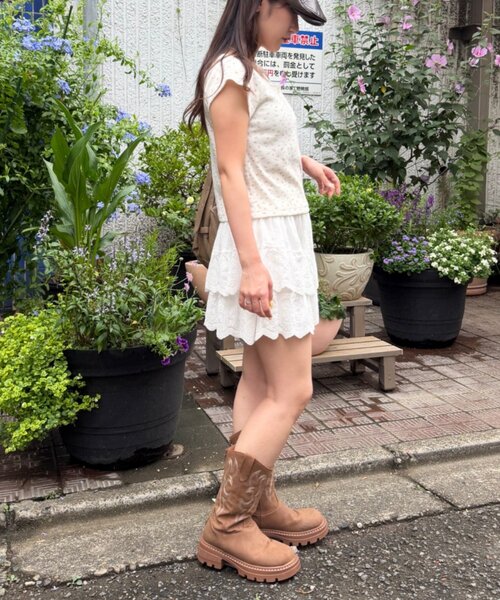 w closet（ダブルクローゼット）の「【小花柄・ドット】ヘンリーTシャツ（Tシャツ/カットソー・レディース・ブラック/グレー/イエロー/アイボリー・FREE）」の15枚目の写真
