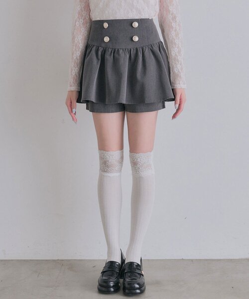 OLIVE des OLIVE(オリーブデオリーブ)の「ウエストボタンフレアスカート(スカート・レディース・ブラック/チャコールグレー/チェック・FREE)」の10枚目の写真