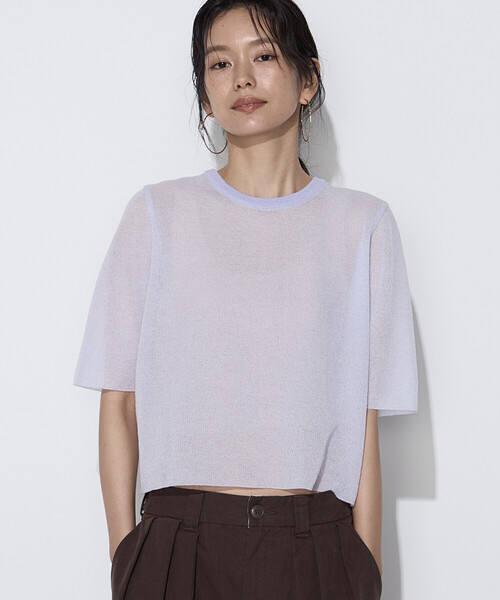COMME CA(コムサ)の「ポリエステルラミー プルオーバーニット(ニット/セーター・レディース・ネイビー/ブラウン/ベージュ系その他/ラベンダー・9号)」の4枚目の写真