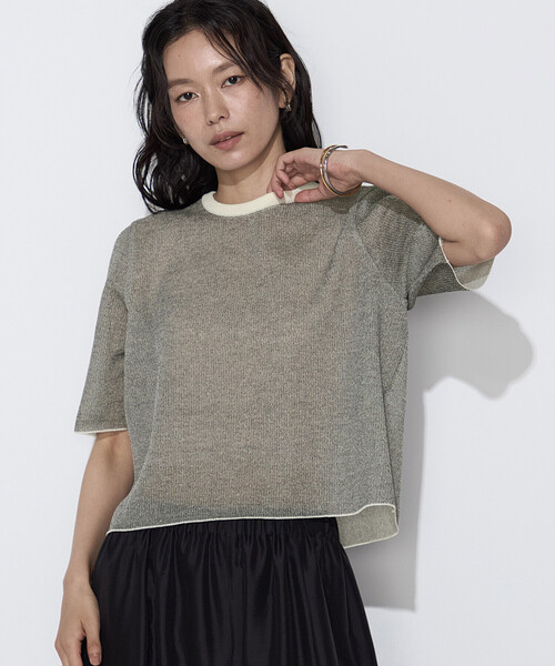COMME CA(コムサ)の「ポリエステルラミー プルオーバーニット(ニット/セーター・レディース・ネイビー/ブラウン/ベージュ系その他/ラベンダー・9号)」の1枚目の写真
