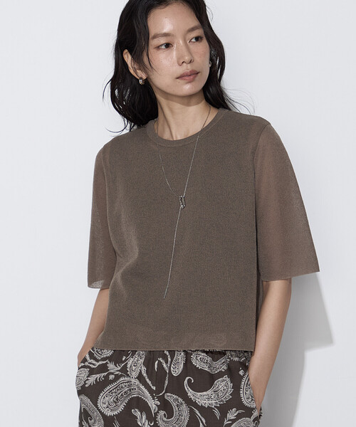 COMME CA(コムサ)の「ポリエステルラミー プルオーバーニット(ニット/セーター・レディース・ネイビー/ブラウン/ベージュ系その他/ラベンダー・9号)」の2枚目の写真
