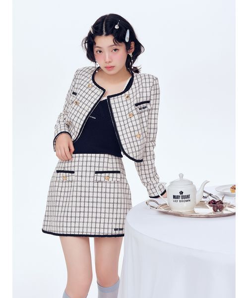 LILY BROWN(リリーブラウン)の「【LILY BROWN×MARY QUANT】ダブルボタンジャケット(ノーカラージャケット・レディース・ブラック/ブラウン/オフホワイト・F)」の5枚目の写真