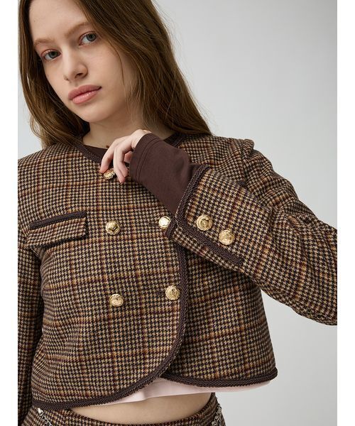 LILY BROWN(リリーブラウン)の「【LILY BROWN×MARY QUANT】ダブルボタンジャケット(ノーカラージャケット・レディース・ブラック/ブラウン/オフホワイト・F)」の12枚目の写真