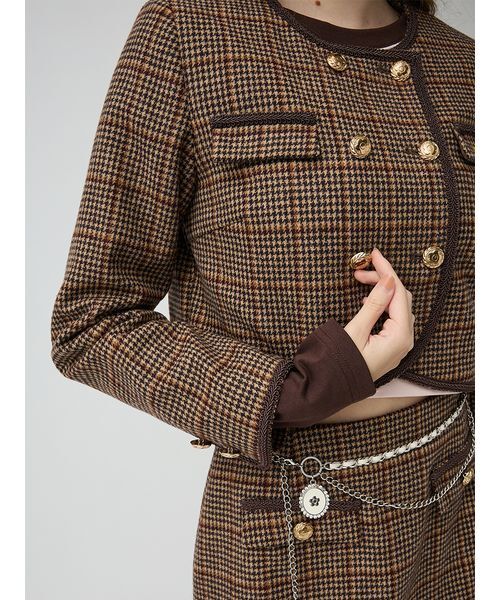 LILY BROWN(リリーブラウン)の「【LILY BROWN×MARY QUANT】ダブルボタンジャケット(ノーカラージャケット・レディース・ブラック/ブラウン/オフホワイト・F)」の14枚目の写真
