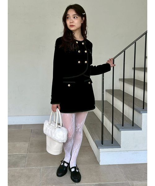 LILY BROWN(リリーブラウン)の「【LILY BROWN×MARY QUANT】ダブルボタンジャケット(ノーカラージャケット・レディース・ブラック/ブラウン/オフホワイト・F)」の19枚目の写真