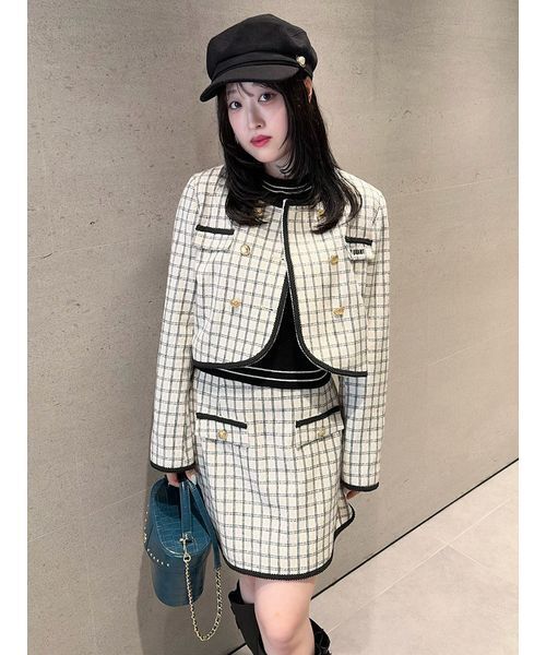 LILY BROWN(リリーブラウン)の「【LILY BROWN×MARY QUANT】ダブルボタンジャケット(ノーカラージャケット・レディース・ブラック/ブラウン/オフホワイト・F)」の21枚目の写真