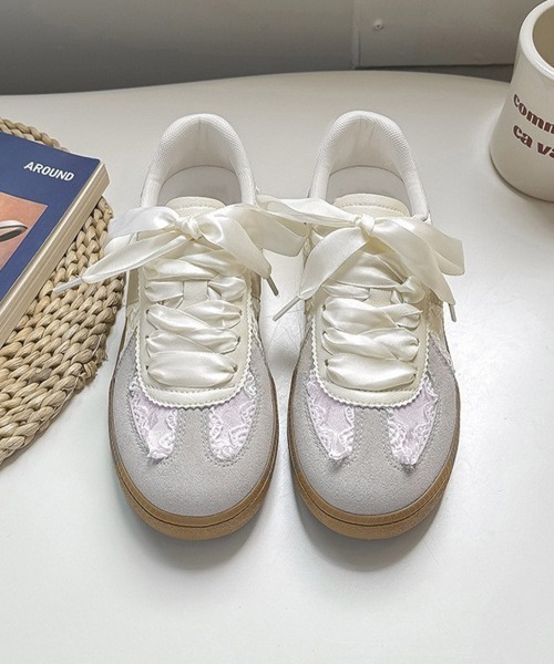 Miniministore(ミニミニストア)の「リボンレース厚底スニーカー バレエコア靴(スニーカー・レディース・シルバー/ライトグレー・22.5cm/23.0cm/23.5cm/24.0cm/24.5cm)」の9枚目の写真